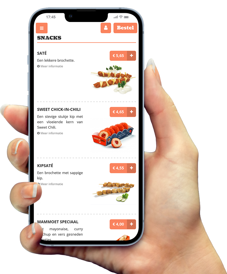 Voorbeeld van onze app op smartphone